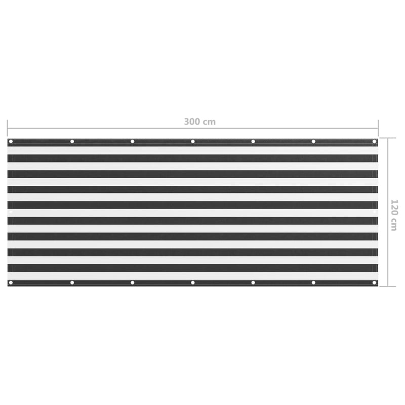 vidaXL Balcony Screen Oxford Fabric 120x300 cm Anthracite and White - Image 9 of 9