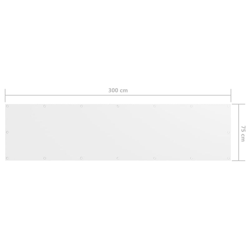 vidaXL Balcony Screen, Oxford Fabric, Waterproof, 75x300 cm, White - Image 14 of 18