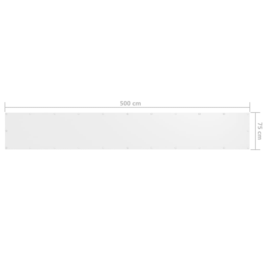 vidaXL Oxford Fabric Balcony Screen 75x500 cm White - Image 7 of 9