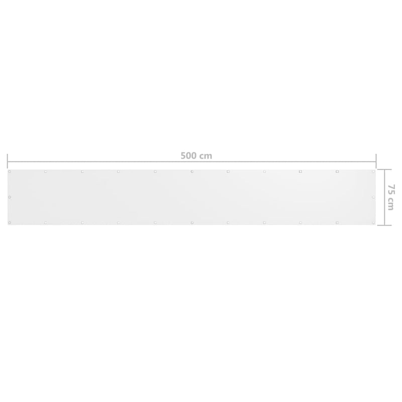 vidaXL Oxford Fabric Balcony Screen 75x500 cm White - Image 7 of 9