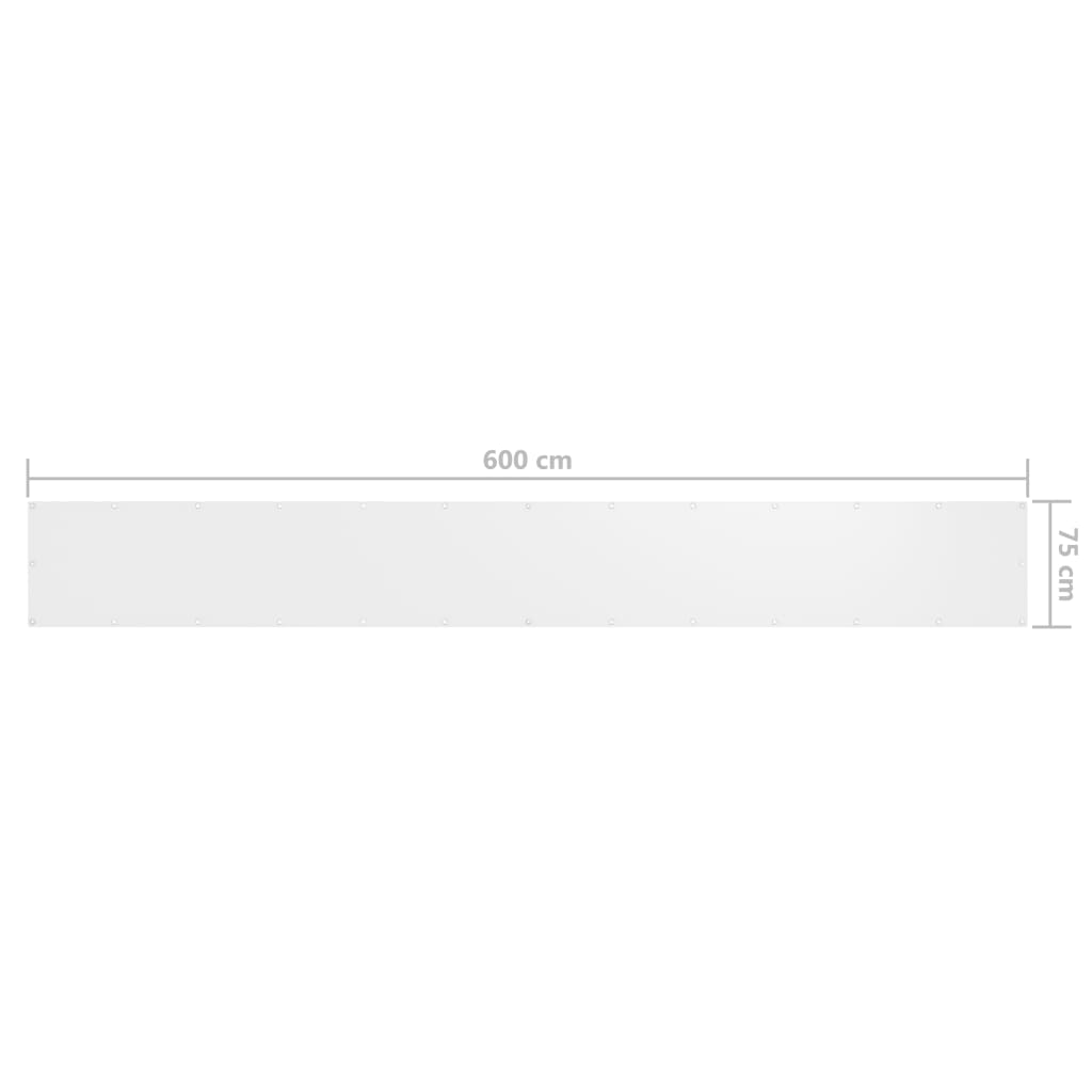 vidaXL Paravento da Balcone in Tessuto Oxford 75x600 cm Bianco - Image 9 of 9