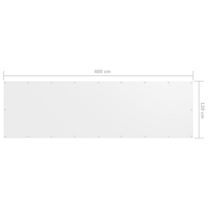 vidaXL Paravento Balcone in Tessuto Oxford Rivestito in PU 120x400 cm Bianco - Image 3 of 3