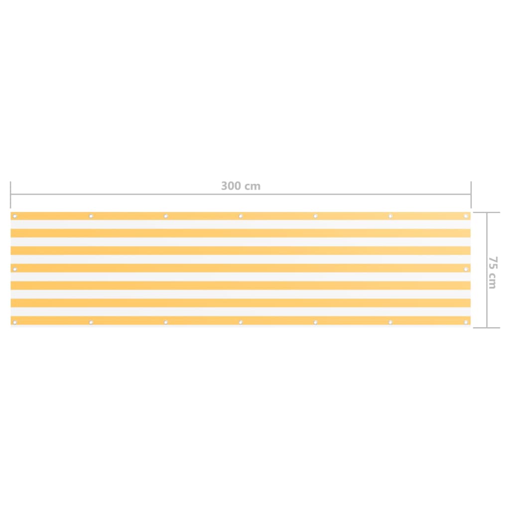 vidaXL Balcony Privacy Screen, Oxford Fabric, 75x300 cm, White and Yellow - Image 15 of 15