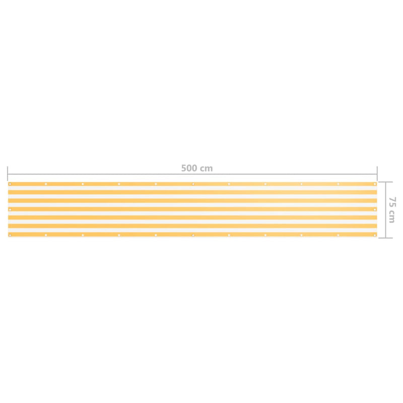 vidaXL Paravento da Balcone in Tessuto Oxford 75x500 cm Bianco e Giallo - Image 6 of 6