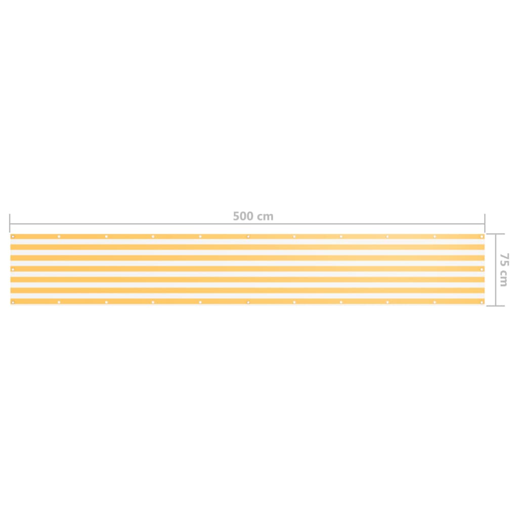 vidaXL Balcony Privacy Screen, Oxford Fabric, 75x300 cm, White and Yellow - Image 11 of 15