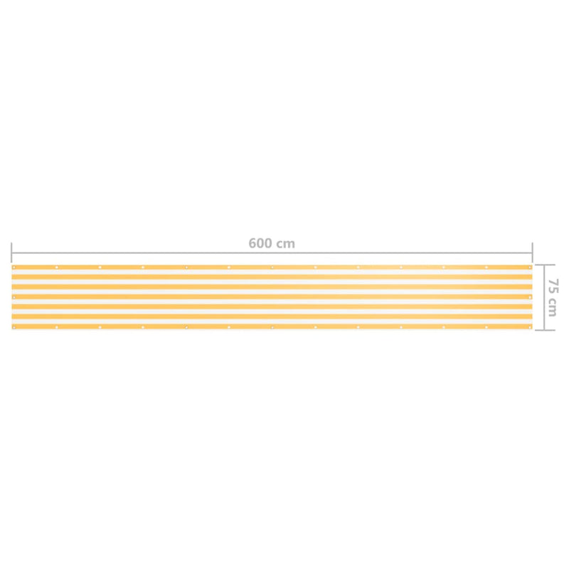 vidaXL Balcony Privacy Screen, Oxford Fabric, 75x300 cm, White and Yellow - Image 14 of 15