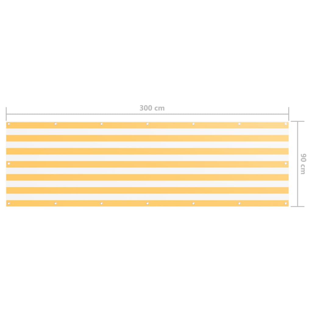 vidaXL Balcony Privacy Screen, Oxford Fabric, 75x300 cm, White and Yellow - Image 13 of 15