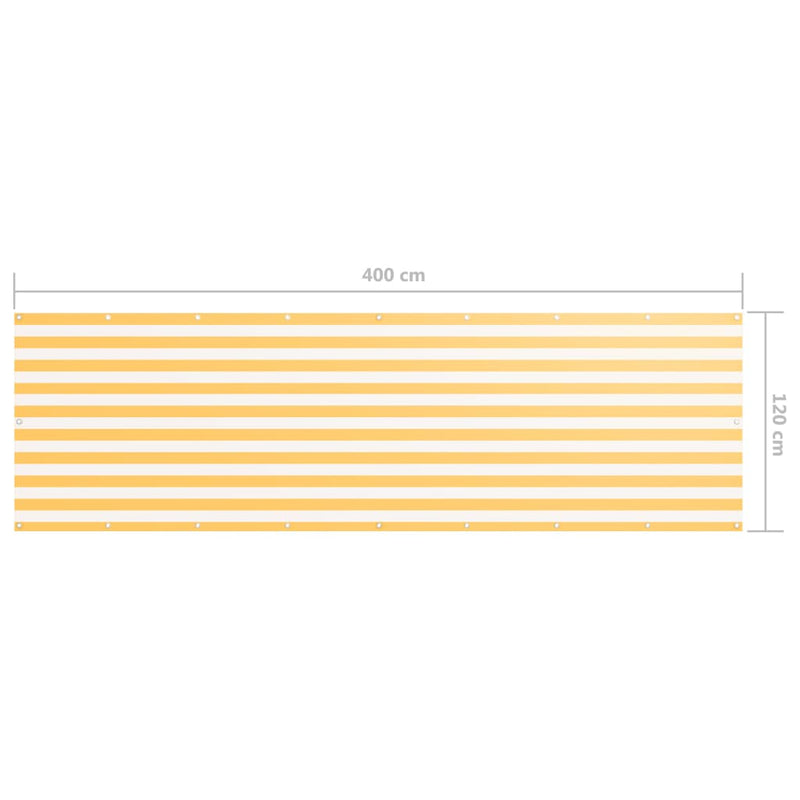 vidaXL Paravento da Balcone in Tessuto Oxford Impermeabile 120 x 500 cm Bianco e Giallo - Image 9 of 12
