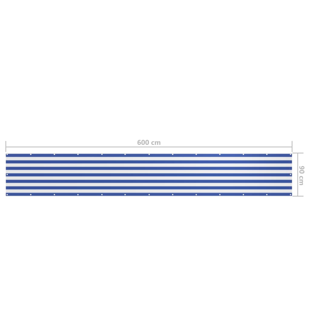 Paravento Balcone Tessuto Oxford Impermeabile 90x600 cm Bianco e Blu - immagine 5 | SolPatio - Image 5 of 6