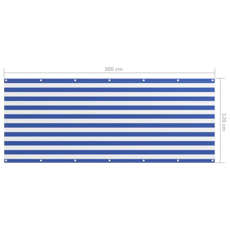 vidaXL Paravento Balcone Impermeabile, Bianco e Blu 120x300 cm - Image 3 of 3