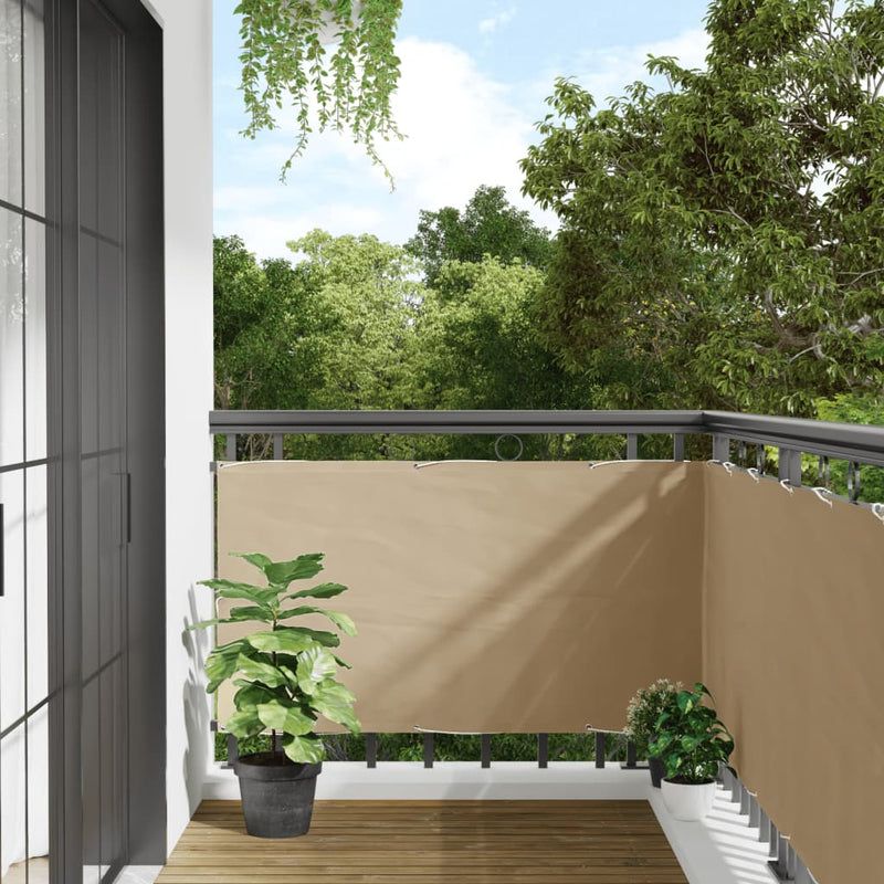 vidaXL Balcony Screen, Oxford Fabric, 75x500 cm, Beige - Image 1 of 9