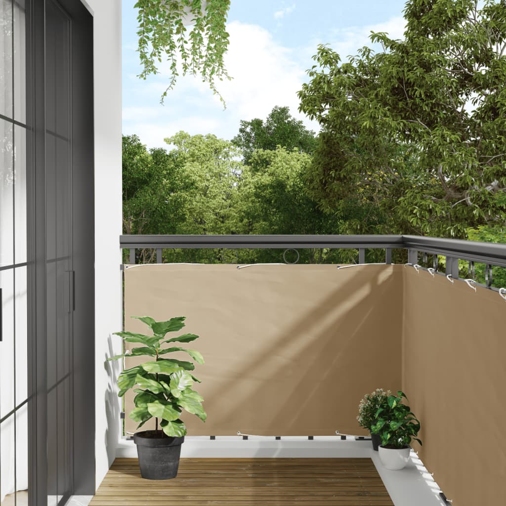 vidaXL Paraviento de Balcón Tela Oxford Impermeable 90x300 cm Beige - Image 1 of 5