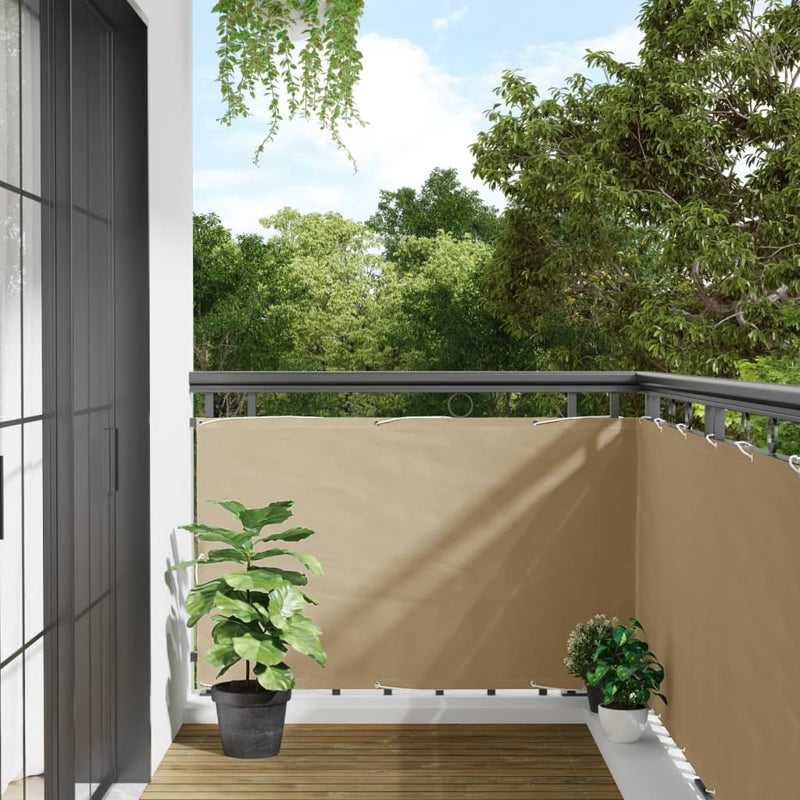 vidaXL Paravento da Balcone Impermeabile in Tessuto Oxford 90x500 cm Beige - Image 1 of 13