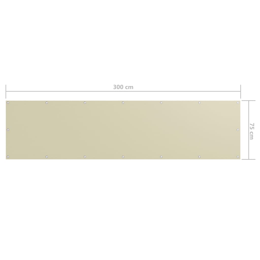 vidaXL Paravento da Balcone Crema 75x300 cm Tessuto Oxford - Image 3 of 3
