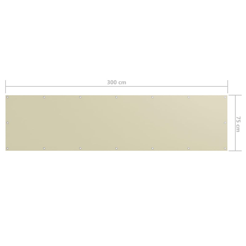 vidaXL Paravento da Balcone Crema 75x300 cm Tessuto Oxford - Image 3 of 3