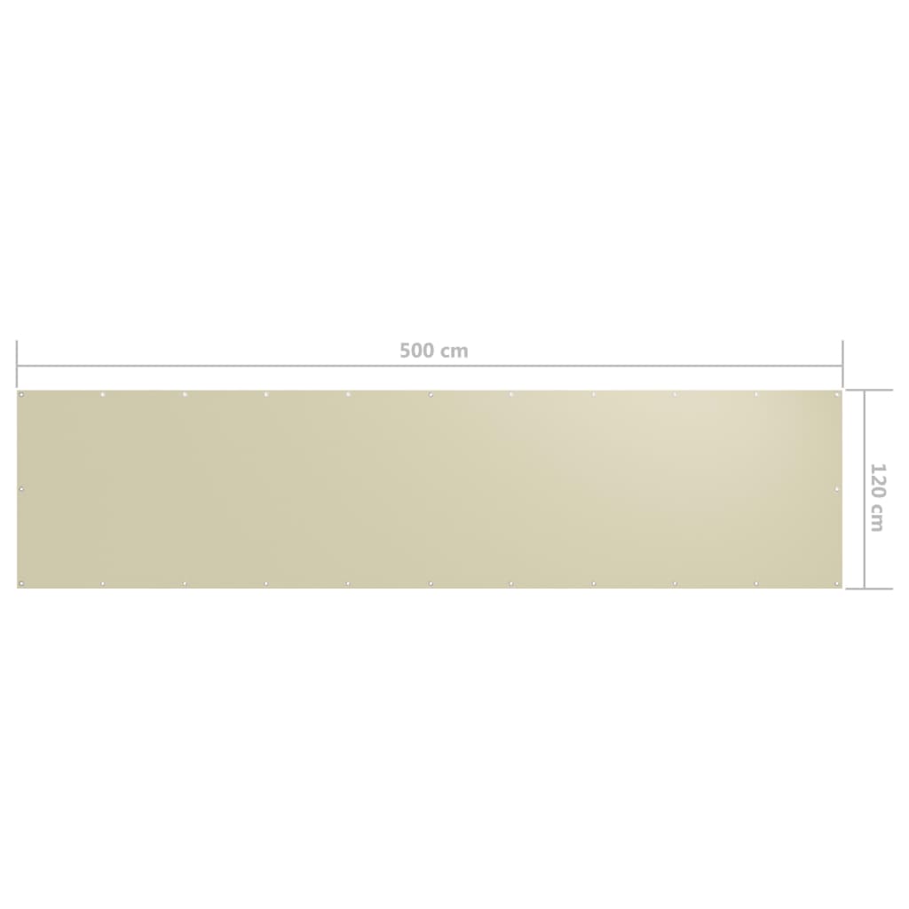 vidaXL Paravento da Balcone Crema 120x500 cm Tessuto Oxford - Image 3 of 3