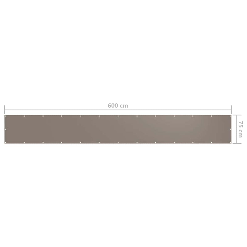 vidaXL Paravento da Balcone Tessuto Oxford Impermeabile 75x600 cm Grigio talpa - Image 3 of 3