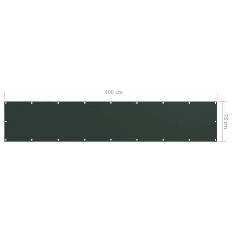 vidaXL Paravento da Balcone Tessuto Oxford 75x400 cm Verde Scuro - Image 7 of 9