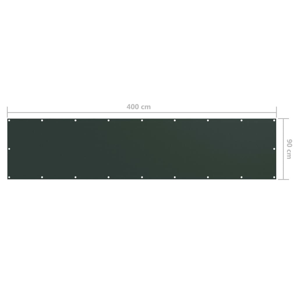 vidaXL Balcony Screen, Oxford Fabric, 90x400 cm, Dark Green - Image 10 of 12