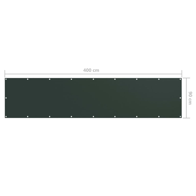 vidaXL Balcony Screen, Oxford Fabric, 90x400 cm, Dark Green - Image 10 of 12