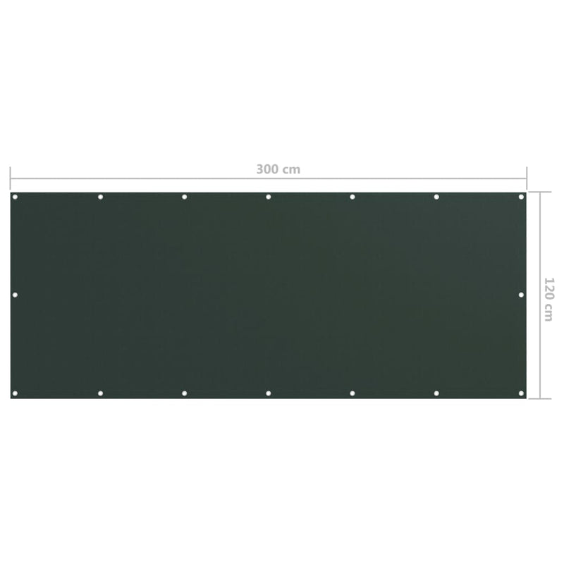 vidaXL Balcony Screen, Waterproof Oxford Fabric, 75x300 cm, Dark Green - Image 15 of 15