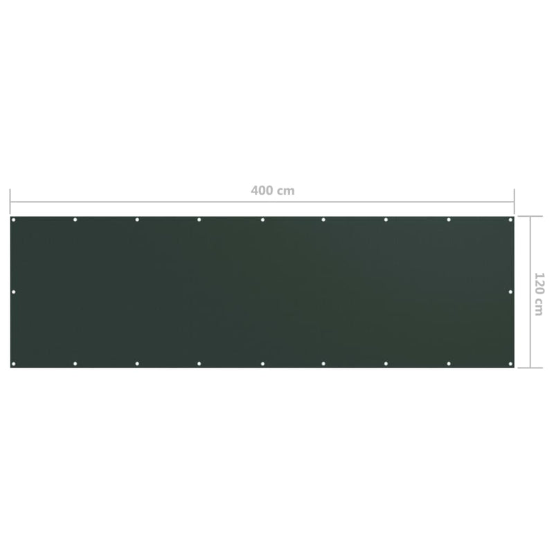 vidaXL Paravento da Balcone Tessuto Oxford 75x400 cm Verde Scuro - Image 8 of 9