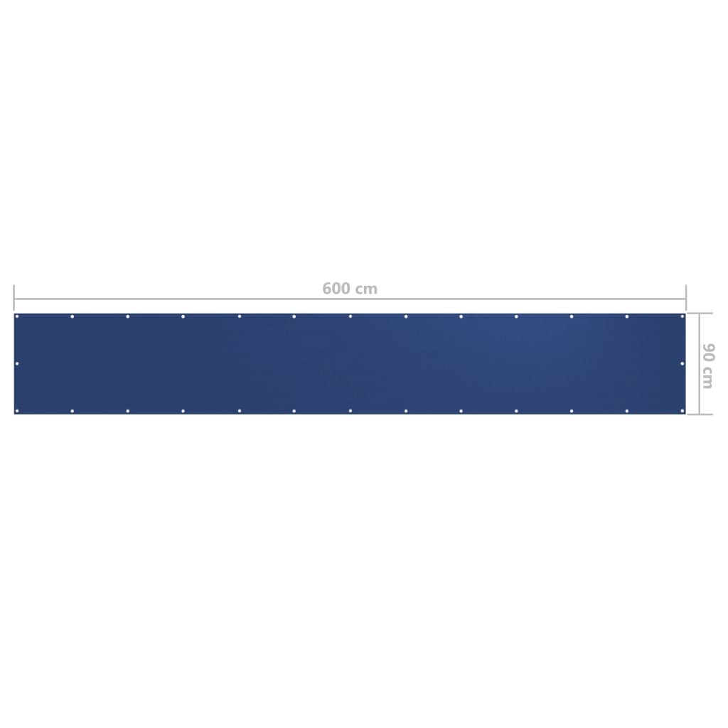 vidaXL Balcony Screen Oxford Fabric with PU Coating Waterproof 90x600 cm Blue - Image 8 of 9