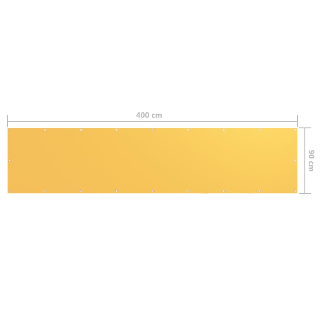 vidaXL Balcony Screen, Oxford Fabric, 90x400 cm, Yellow - Image 8 of 9