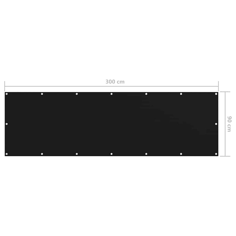 vidaXL Paravento da Balcone Nero 90x300 cm in Tessuto Oxford - Image 9 of 12