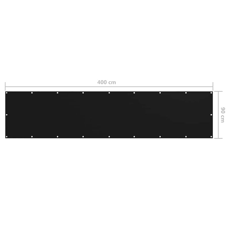 vidaXL Balcony Screen, Waterproof Oxford Fabric, 90x400 cm, Black - Image 11 of 12