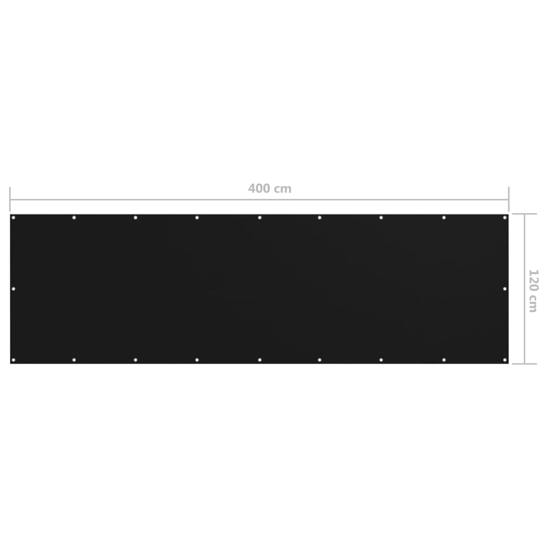 Paravento da Balcone Tessuto Oxford Rivestito PU Impermeabile 120x400 cm Nero - immagine 3 | SolPatio - Image 3 of 3