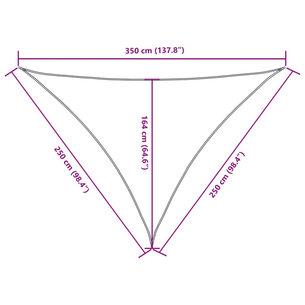 vidaXL Parasole a Vela Triangolare Tessuto Oxford con Rivestimento PU 2,5x2,5x3,5 m Antracite - Image 9 of 9
