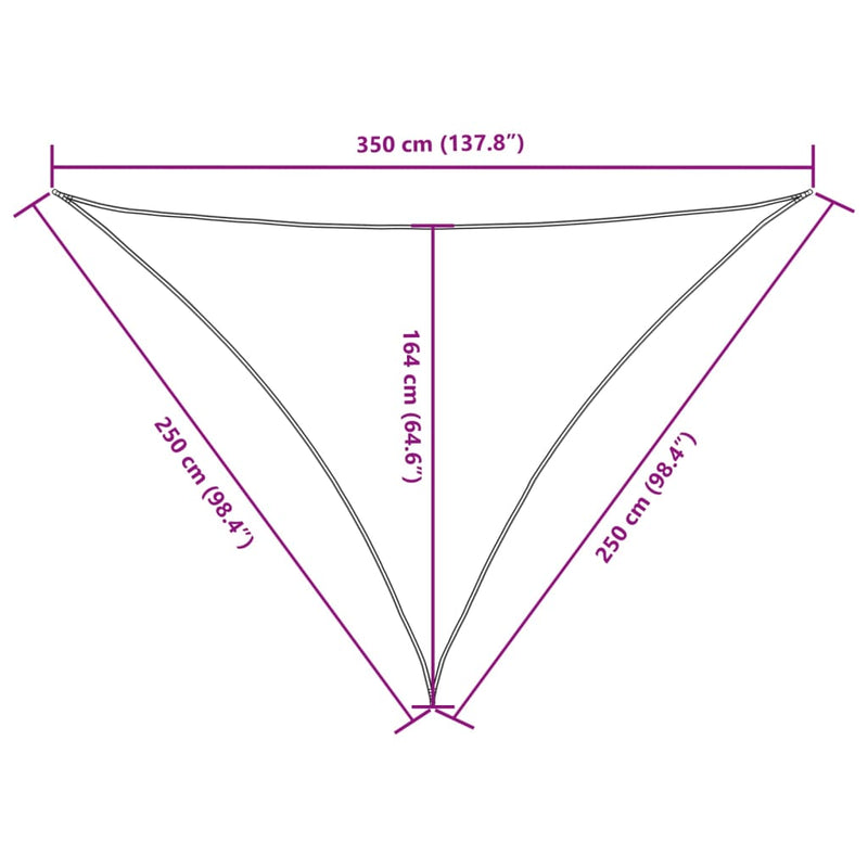 vidaXL Parasole a Vela Triangolare Tessuto Oxford con Rivestimento PU 2,5x2,5x3,5 m Antracite - Image 9 of 9