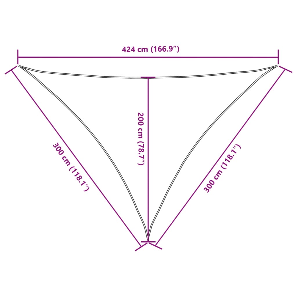 Parasole a Vela Tessuto Oxford Triangolare 3×3×4,24m Antracite - Image 22 of 27