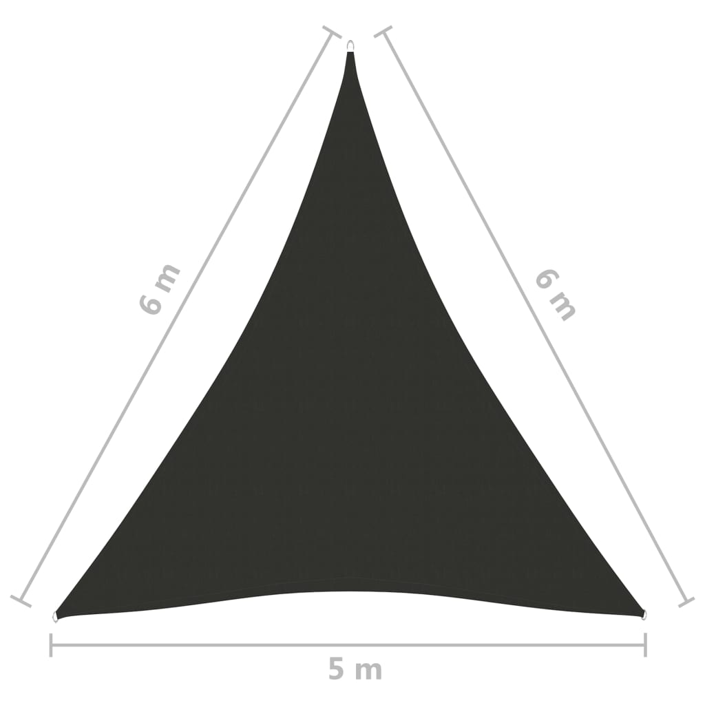 vidaXL Toldo de Vela Triangular Tejido Oxford con Revestimiento de PU 5x6x6 m Antracita - Image 23 of 36