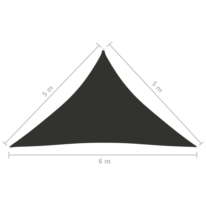 vidaXL Toldo de Vela Triangular Tejido Oxford con Revestimiento de PU 5x6x6 m Antracita - Image 24 of 36