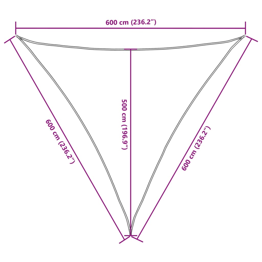 Parasole a Vela Triangolare in Tessuto Oxford Rivestito PU 6×6×6 m Antracite - Image 24 of 40