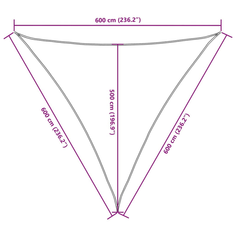 Parasole a Vela Triangolare in Tessuto Oxford Rivestito PU 6×6×6 m Antracite - Image 24 of 40
