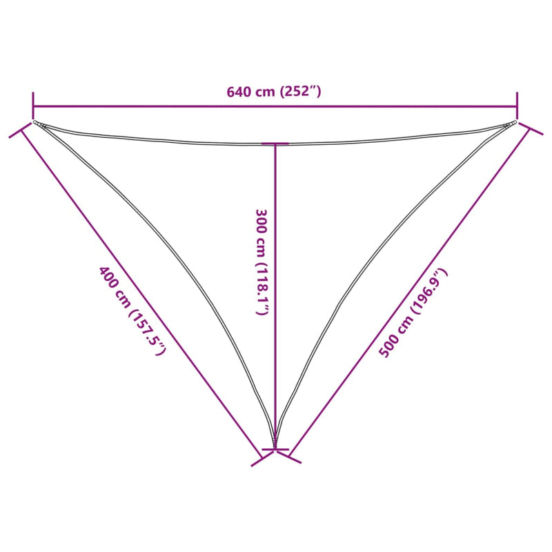Parasole a Vela Triangolare in Tessuto Oxford 4×5×6,4 m Beige - Image 25 of 40