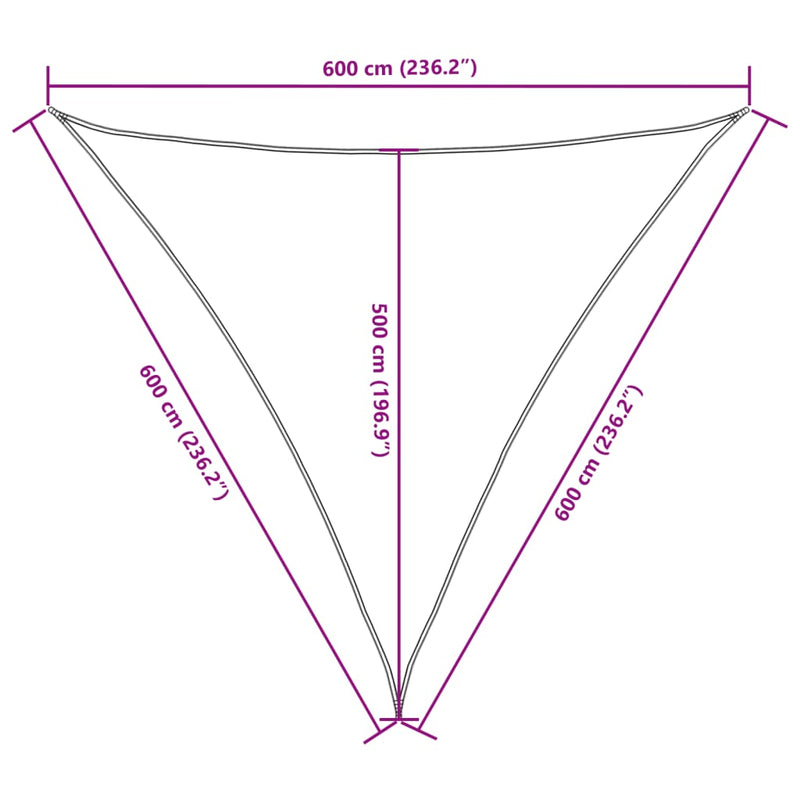 vidaXL Triangular Oxford Fabric Shade Sail 6x6x6 m Beige - Image 19 of 25
