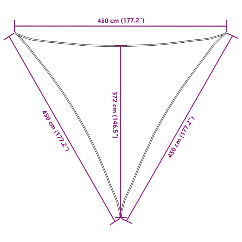 Parasole a Vela Oxford Triangolare 4,5x4,5x4,5 m Crema - immagine 9 | SolPatio - Image 9 of 9