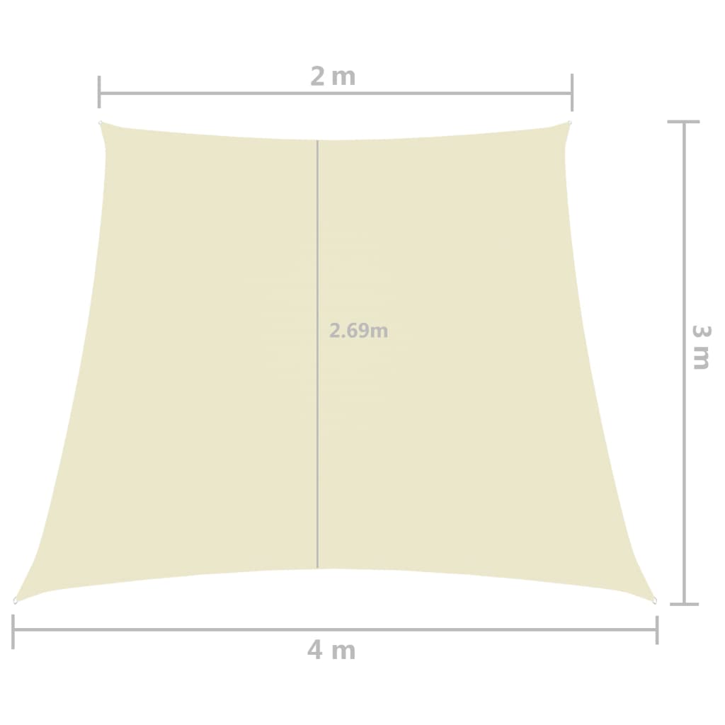 vidaXL Trapezoidal Sail Shade in PU Coated Oxford Fabric 2/4x3 m Cream - Image 4 of 4