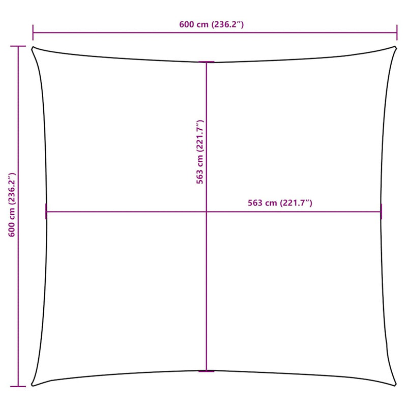 vidaXL Square Sail Sun Shade in Oxford Fabric 6x6 m White - Image 17 of 18