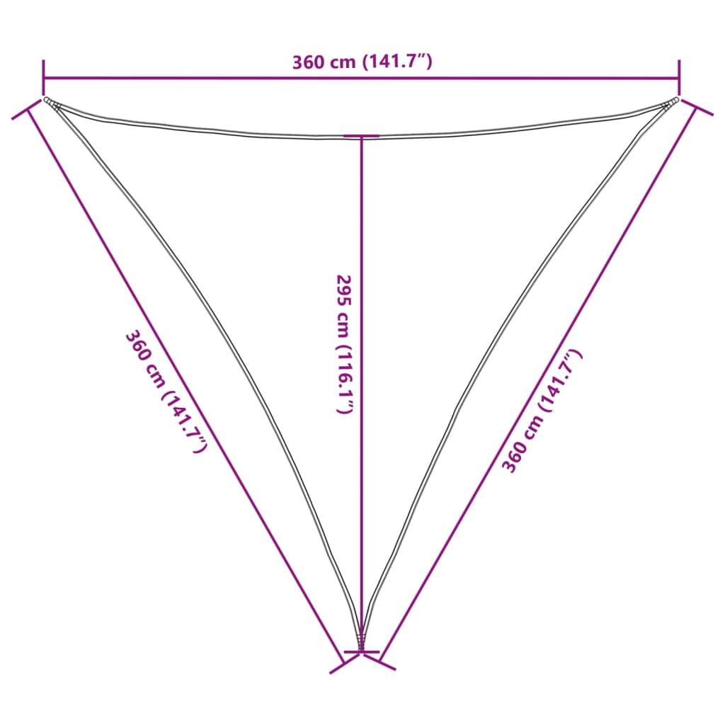 vidaXL Triangular Shade Sail, PU Coated Oxford Fabric, 3.6 x 3.6 x 3.6 m, White - Image 9 of 9