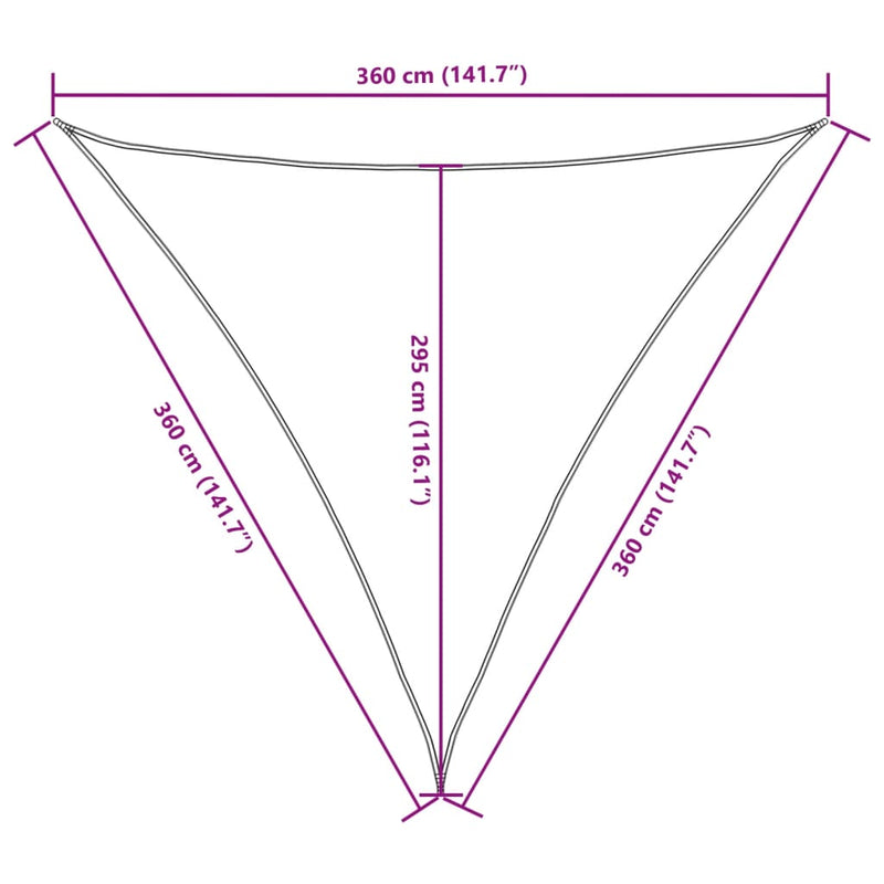 vidaXL Triangular Shade Sail, PU Coated Oxford Fabric, 3.6 x 3.6 x 3.6 m, White - Image 9 of 9