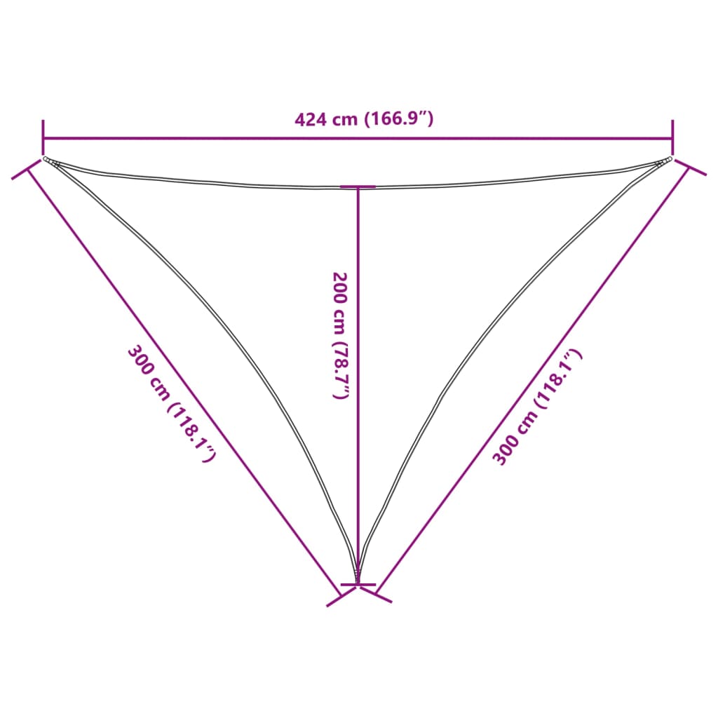 Parasole a Vela Oxford Triangolare 3×3×4,24 m Bianco - Image 24 of 37