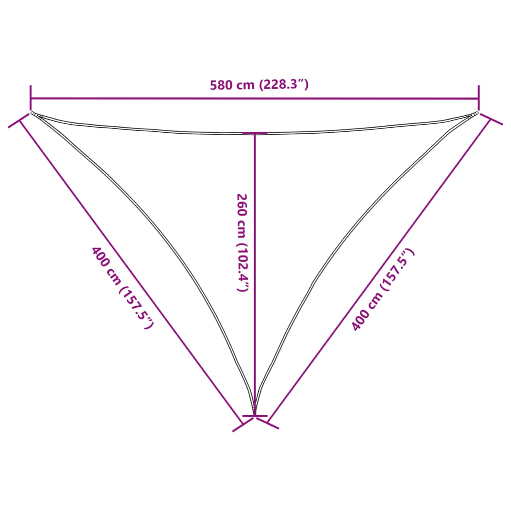 Parasole a Vela Tessuto Oxford Triangolare 4×4×5,8m Bianco - Image 24 of 40