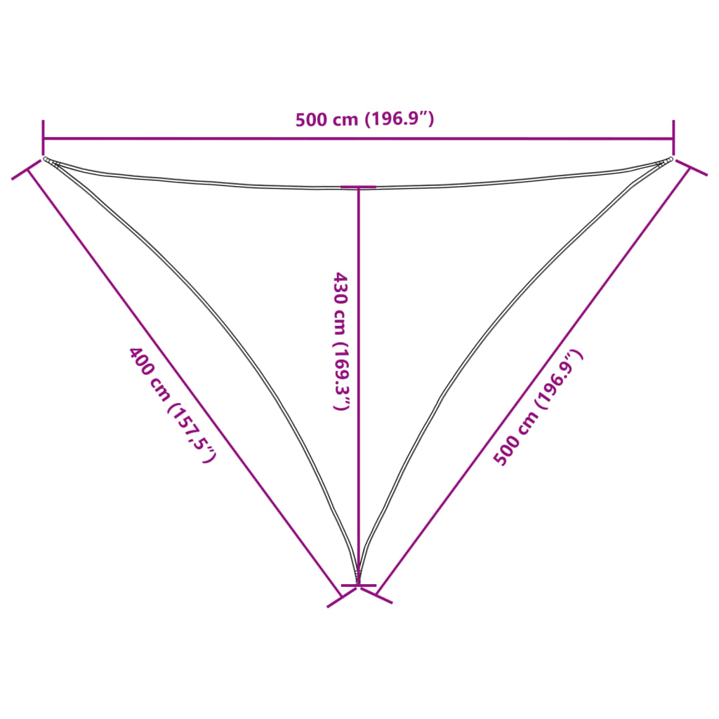 vidaXL Toldo vela triangular de tejido Oxford 5x5x5 m Blanco - Image 62 of 63