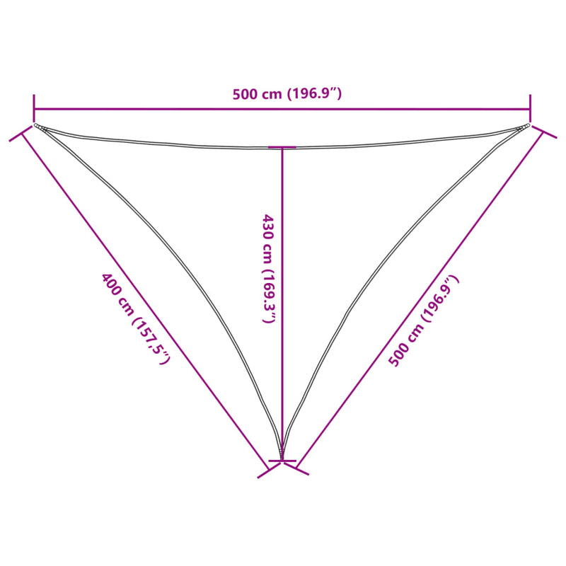vidaXL Toldo vela triangular de tejido Oxford 5x5x5 m Blanco - Image 62 of 63