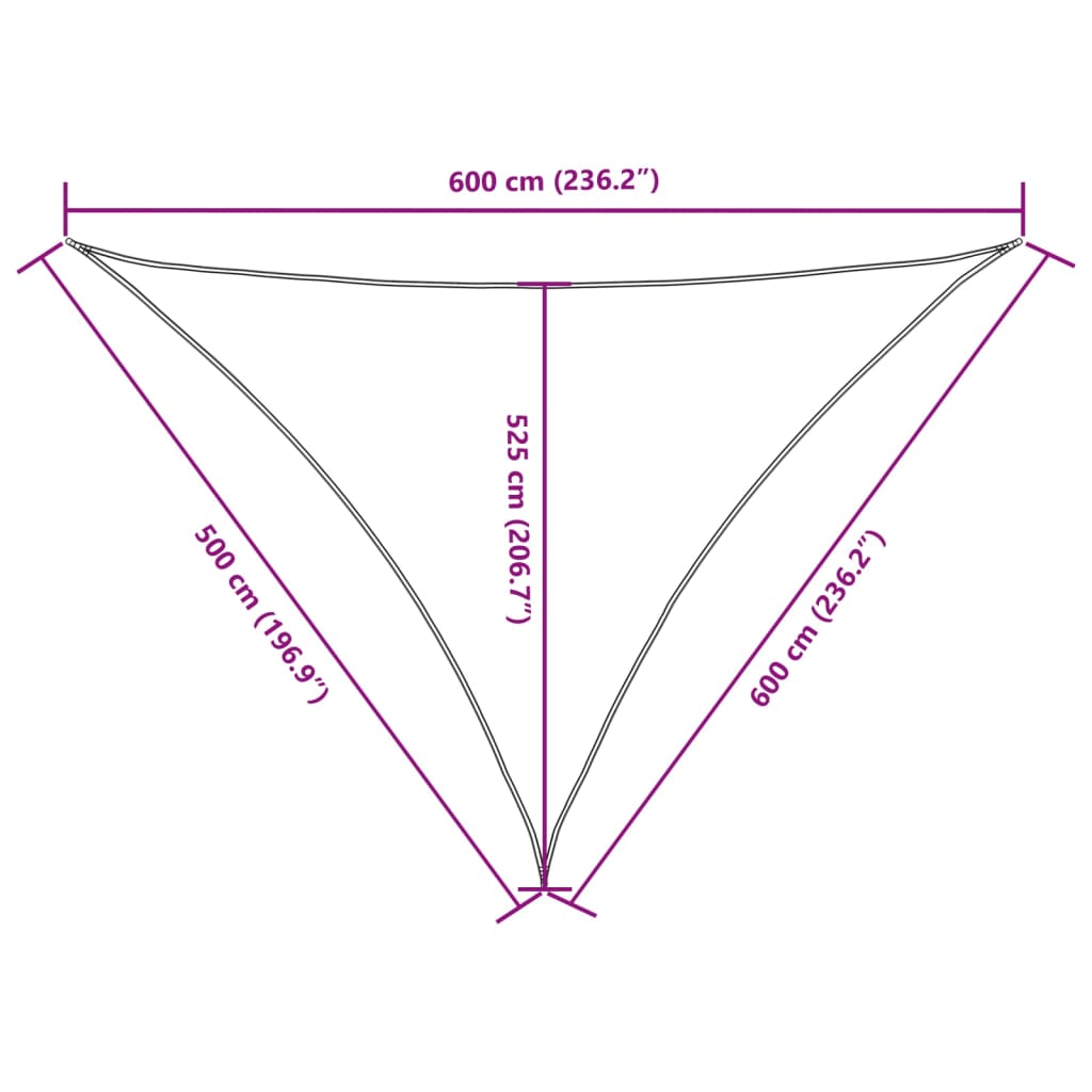 Parasole a Vela Oxford Triangolare 5×6×6 m Bianco - Image 34 of 76